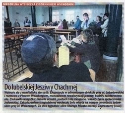 Artykuł prasowy - Jesziwa Chachmej Lublin